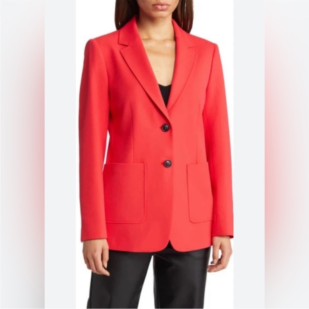 Kobi Halperin Women’s Xl Waverly Jacket Vibrant Red Two Button Blazer Pockets